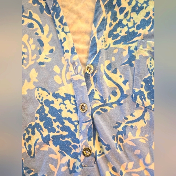 Lilly Pulitzer Sadie Polo Dress Blue Peri Turtley White Gold Buttons XS - Picture 9 of 10